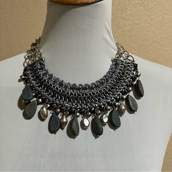 Chico’s silver blue beaded dangly necklace - Picture 1 of 5
